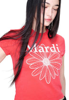 Cropped Tshirt FlowerMardi Red White