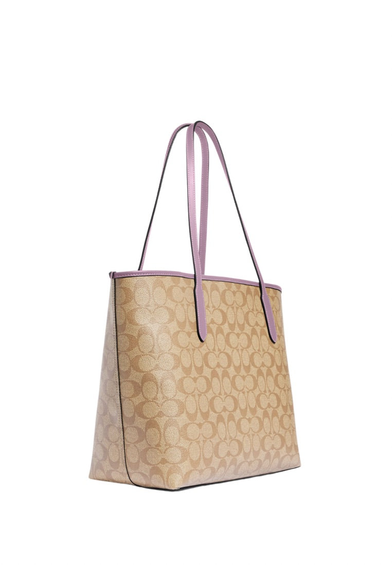 City Tote In Signature Canvas Ice Purple