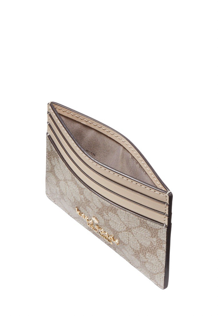 Signature Spade Flower Small Slim Card Holder Dark Mushroom Multi