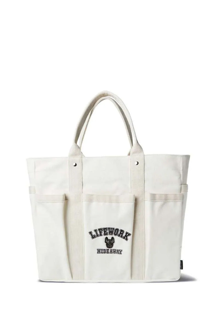 [DEFECT SALE 428] Logo Zip Closure Tote Bag Ivory