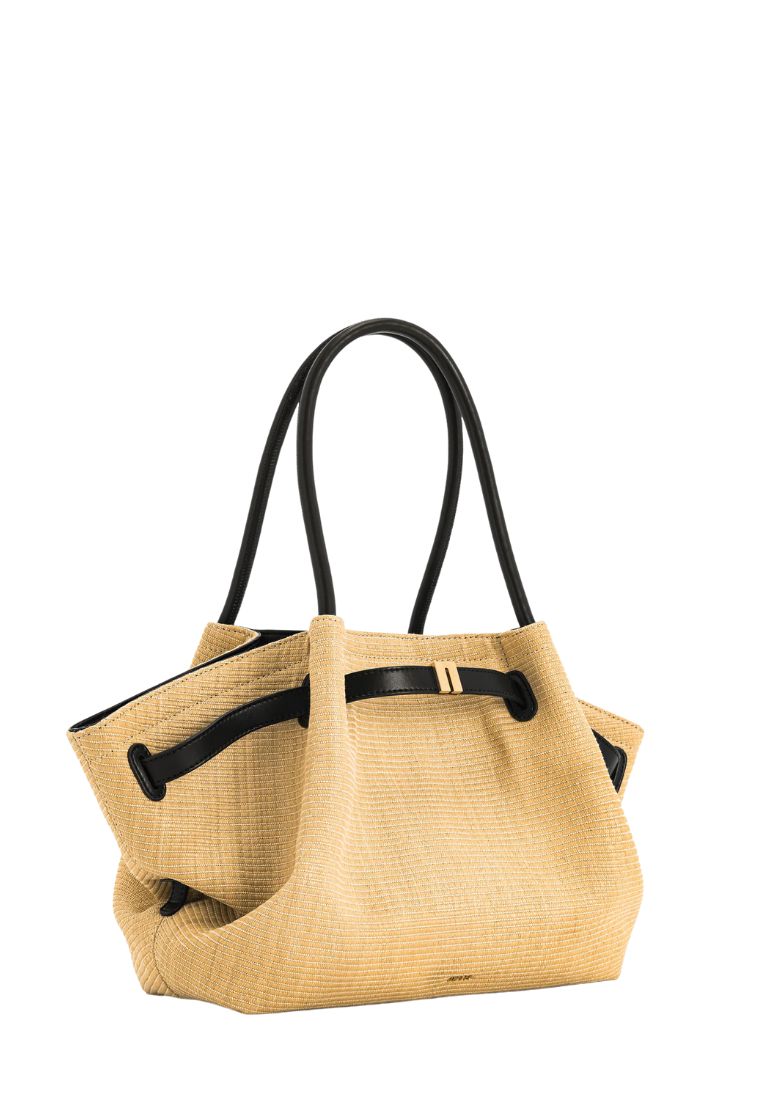 Hana Medium Faux Straw Tote Bag - Brown Straw