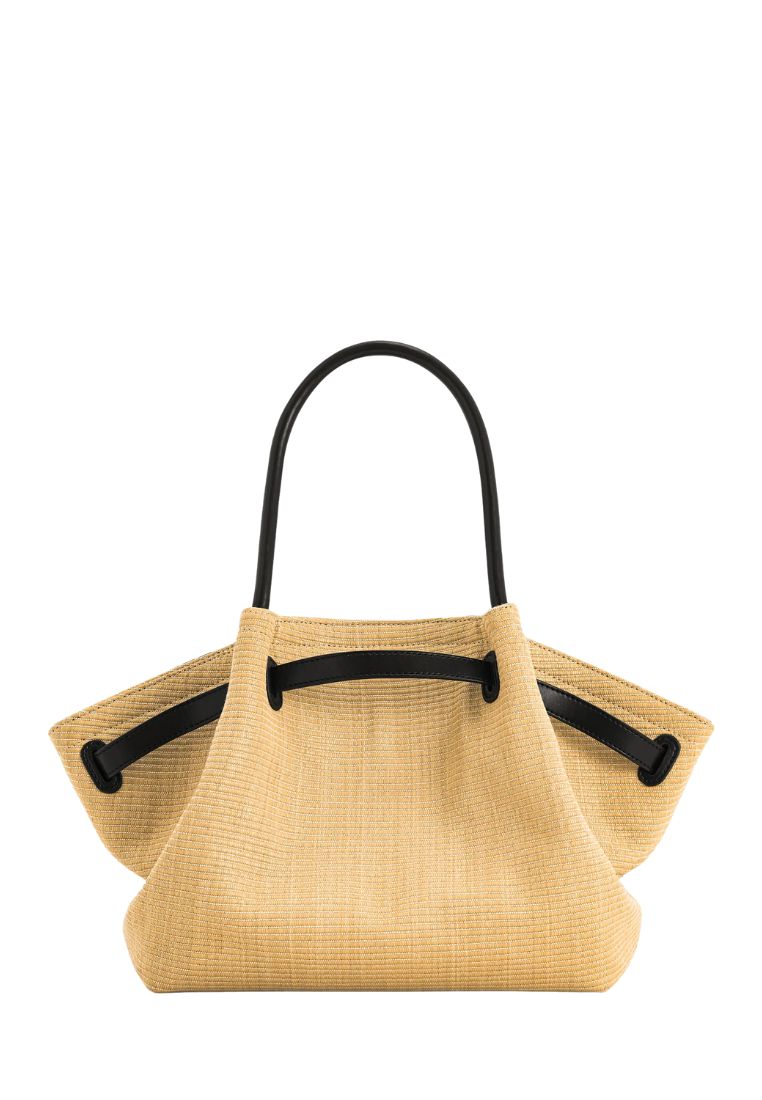Hana Medium Faux Straw Tote Bag - Brown Straw