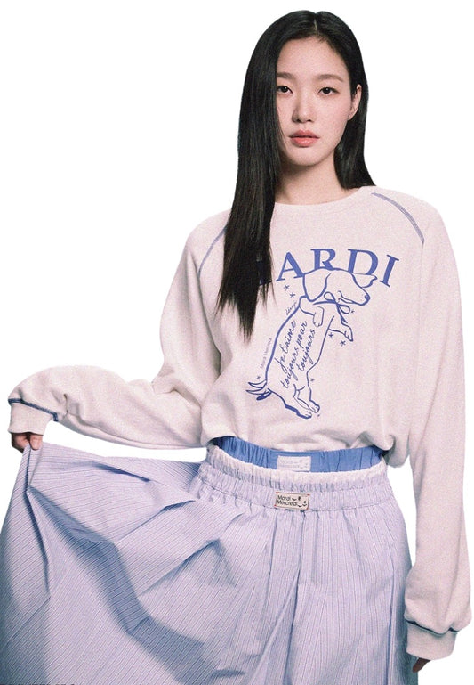 Sweatshirt Raglan Swing The Tail Ddanji White Blue