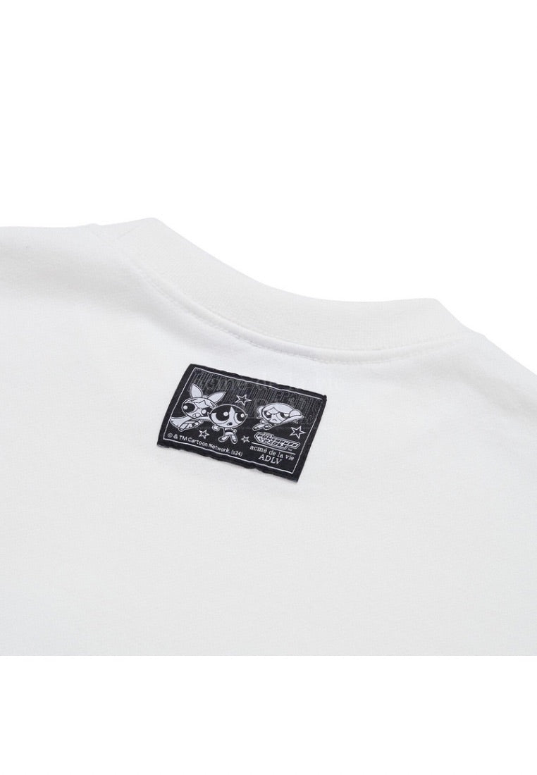 The Powerpuff Girls x Acmedelavie Logo Crop Sweatshirt Cream