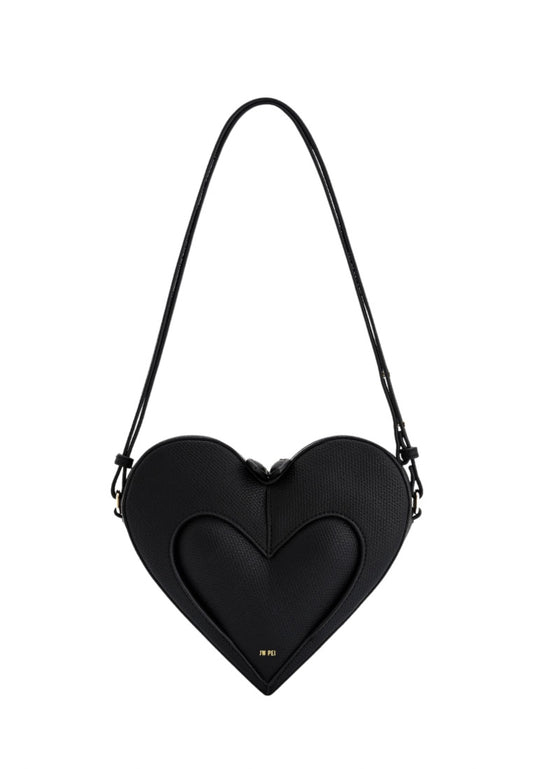 Francisca Heart Shaped Crossbody Bag - Black