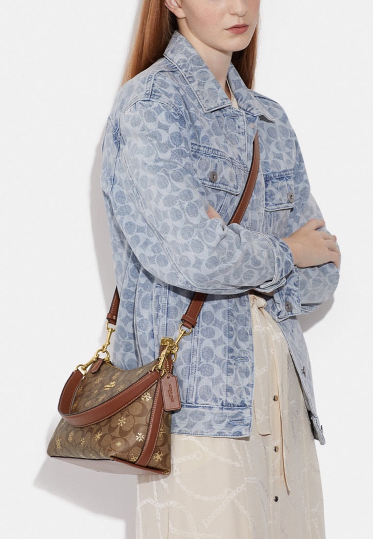 Clara Shoulder Bag In Signature Canvas With Snowflake Print