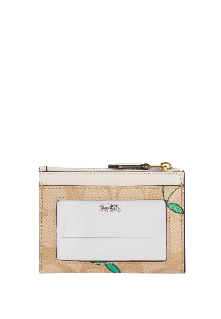 Mini Skinny Id Case In Signature Canvas With Heart Cherry Print Light Khaki Multi