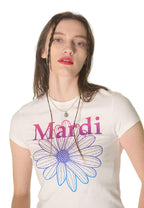 Cropped Tshirt FlowerMardi Gradation White Purple