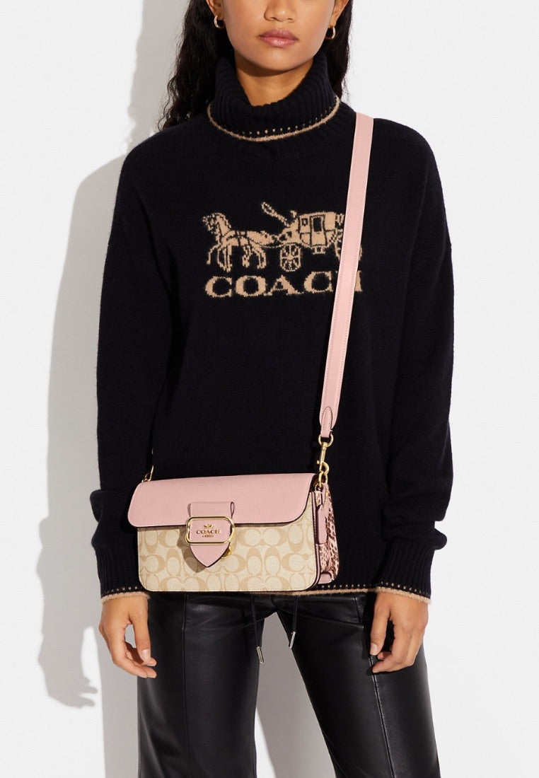 Morgan Shoulder Bag In Signature Canvas Powder Pink Multi