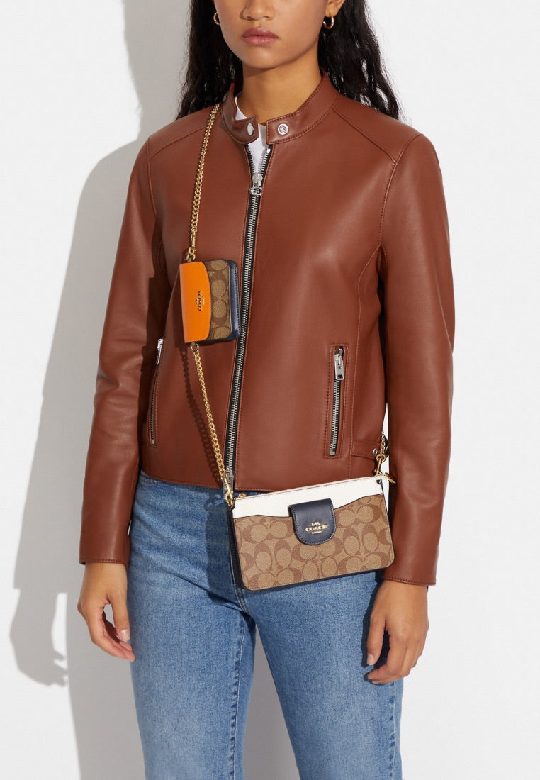 Poppy Crossbody In Colorblock Signature Canvas Chalk Multi