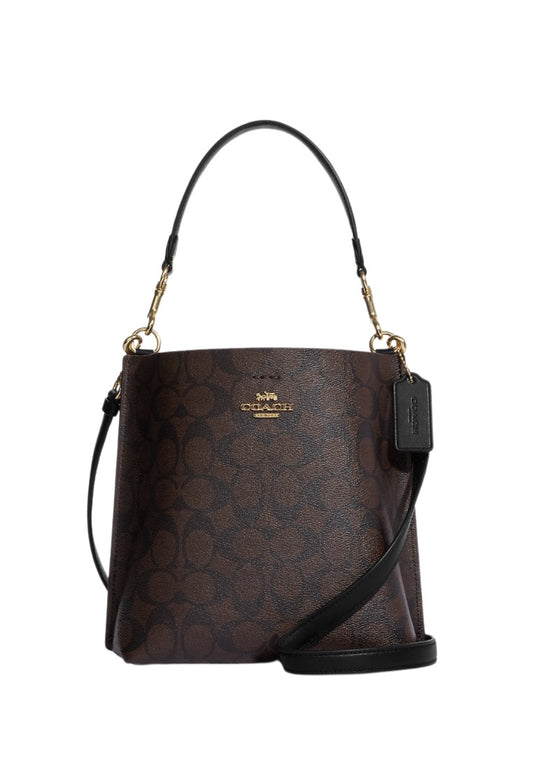 Mollie Bucket Bag 22 In Signature Canvas Brown Black