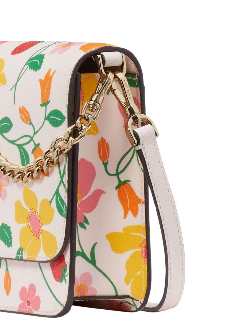 Madison Strawberry Garden Printed Flap Convertible Crossbody Pink Multi