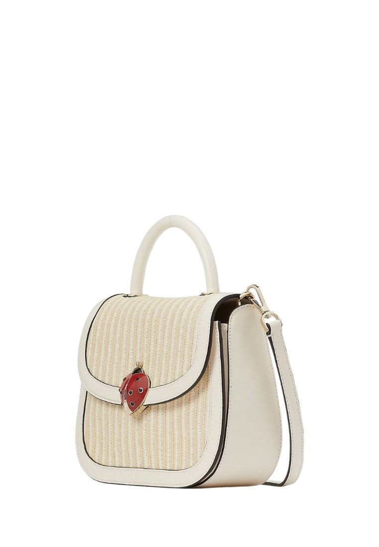 Puffy Top Handle Ladybug Crossbody Natural Multi