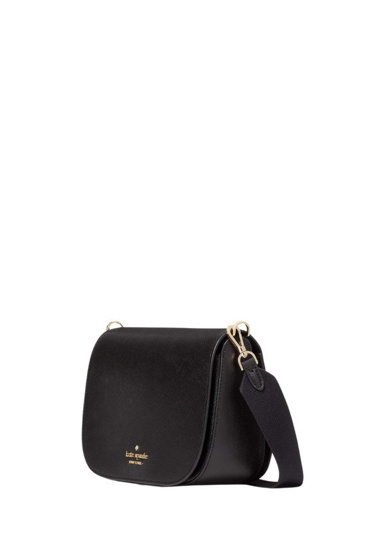 Madison Saffiano Leather Saddle Bag Black