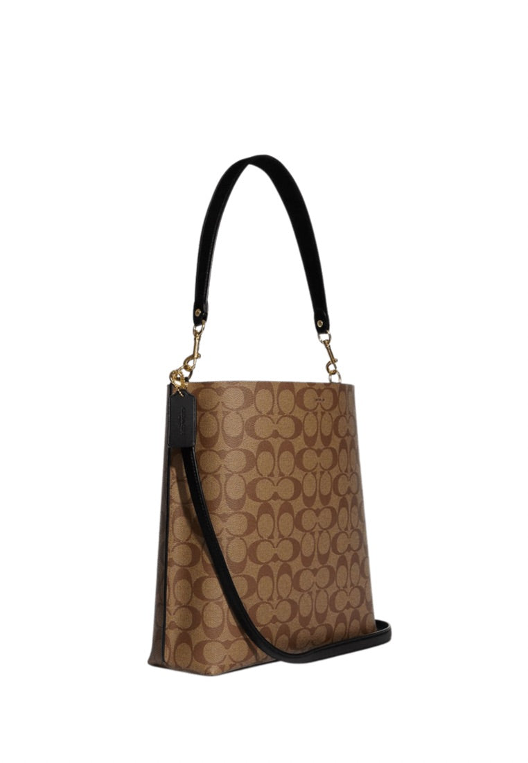 Mollie Bucket Bag In Signature Canvas Khaki Black