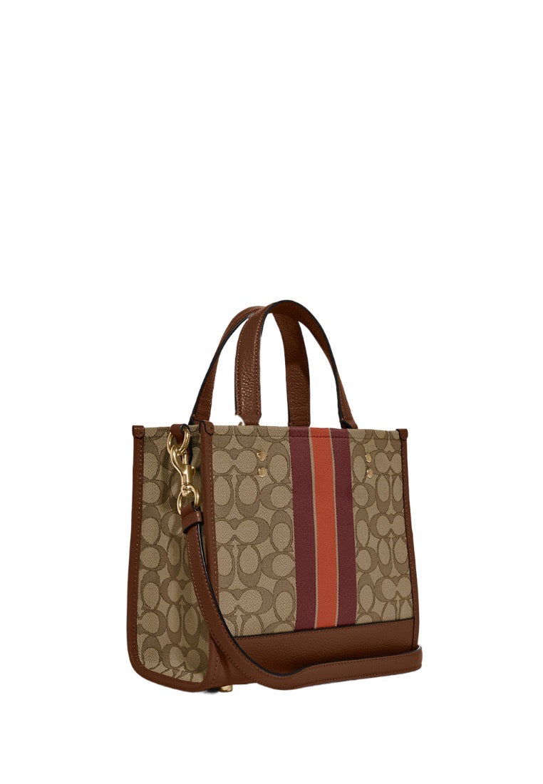 Signature Jacquard Dempsey Tote 22 Saddle Multi