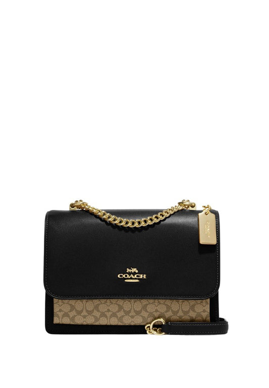 Klare Crossbody Bag In Micro Signature Canvas Khaki Black