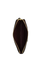 Corner Zip Wristlet In Signature Canvas With Stripe Gold Walnut Black