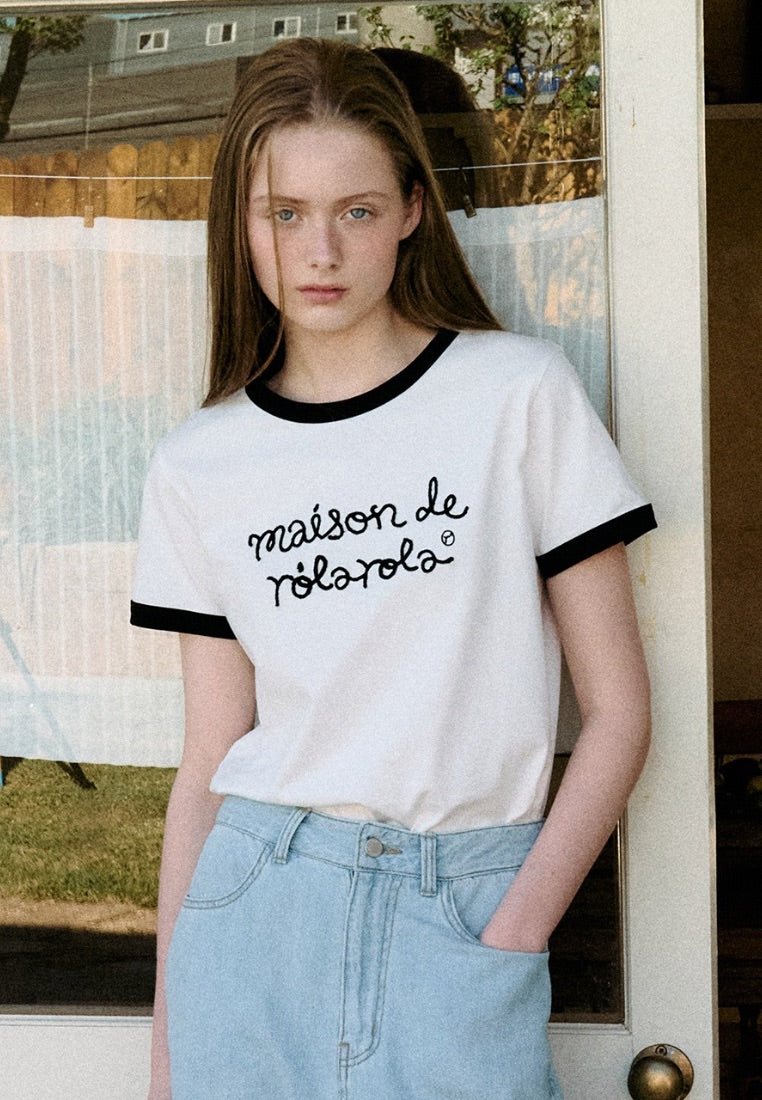 Maison De Rola Ringer T-Shirt White Black