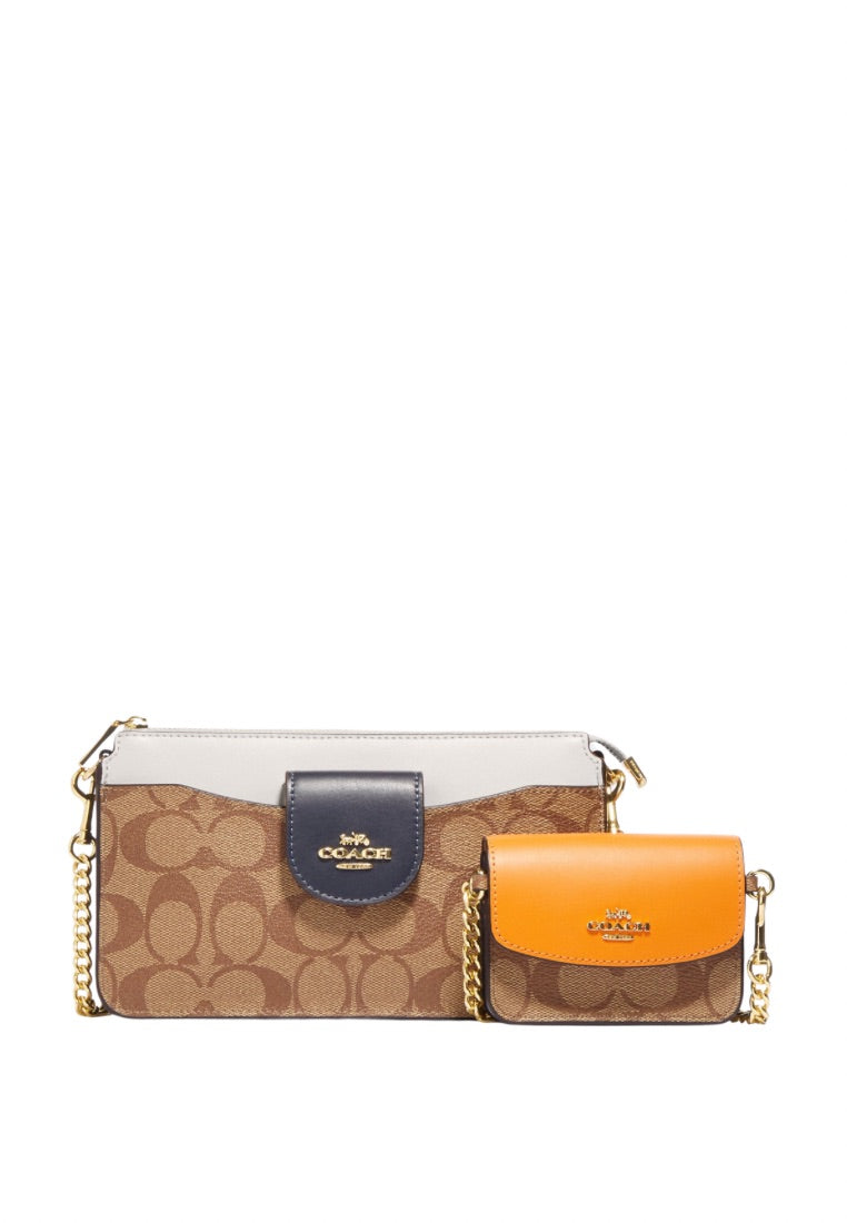 Poppy Crossbody In Colorblock Signature Canvas Chalk Multi