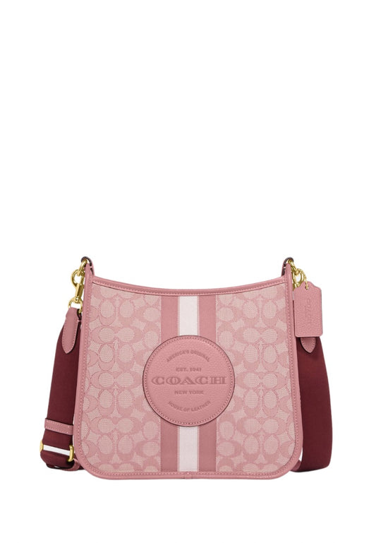 Dempsey File Bag In Signature Jacquard With Stripe And Coach Patch True Pink Multi