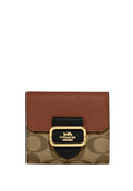 Small Morgan Wallet In Colorblock Signature Canvas Khaki Multi