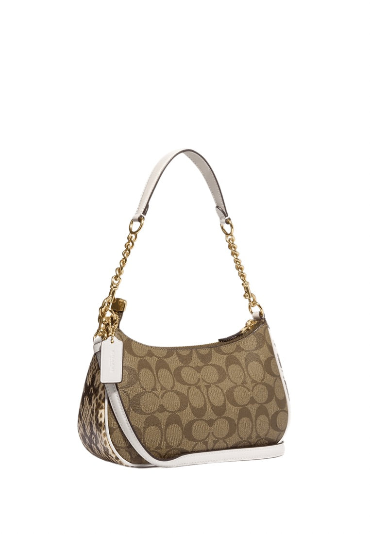 Teri Shoulder Bag In Signature Canvas Khaki Chalk Multi