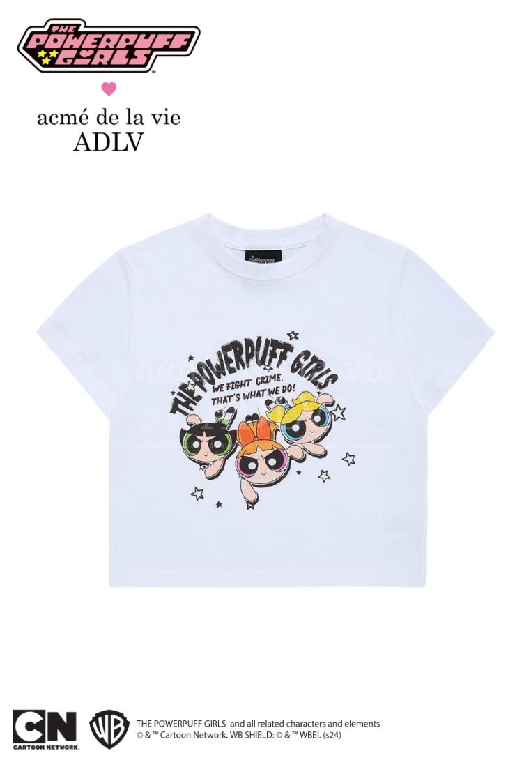 The Powerpuff Girls x Acmedelavie Crayon Artwork Crop T-Shirts White
