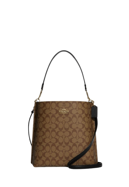 Mollie Bucket Bag In Signature Canvas Khaki Black