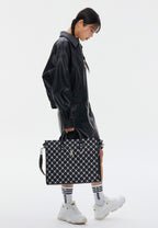 Monogram Wide Tote Bag Pattern Black