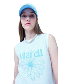 Mardi Flower Sleeveless Knit Top Ivory Sky