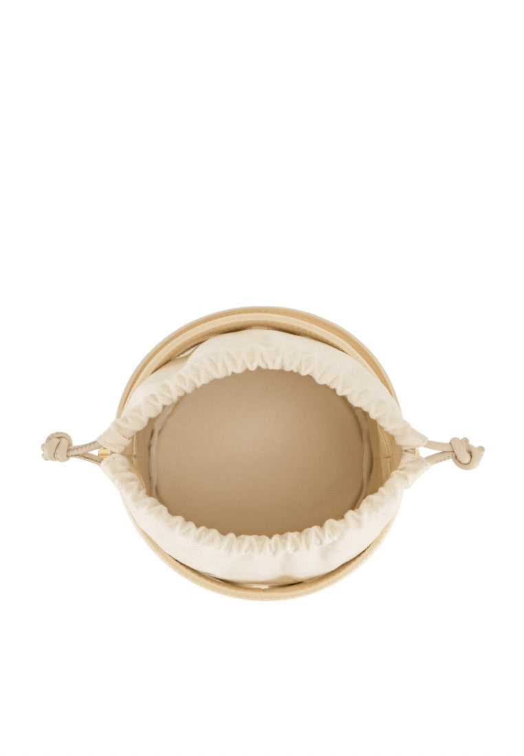 FEI Leather Cutout Bucket Bag - Beige