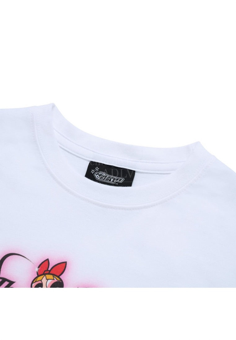 The Powerpuff Girls x Acmedelavie Gradient Curlylogo Crop T-Shirts White