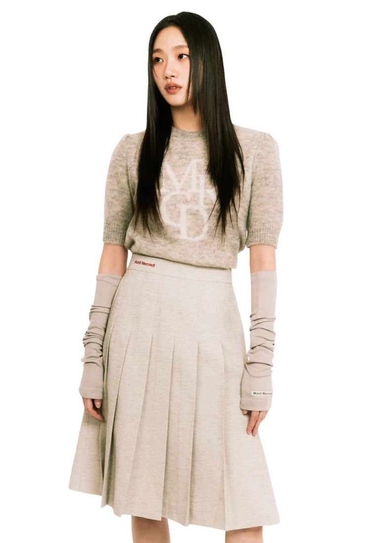Mohair Top Puff Sleeve MRCD Grey Ivory