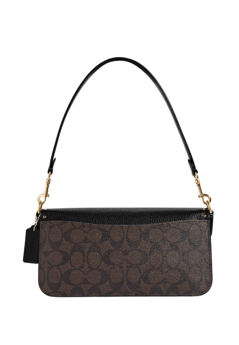 Morgan Shoulder Bag In Colorblock Signature Canvas With Rivets Brown Black