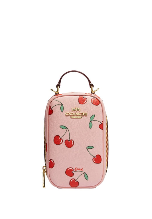 Eva Phone Crossbody With Heart Cherry Print Powder Pink Multi