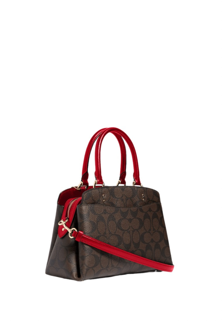 Mini Lillie Carryall In Signature Canvas Brown 1941 Red