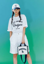 Varsity Basic Canvas S-Tote Bag LA DODGERS cream
