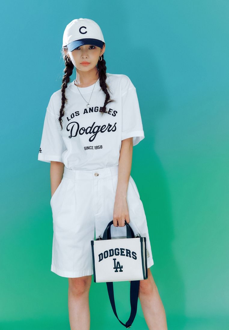Varsity Basic Canvas S-Tote Bag LA DODGERS cream