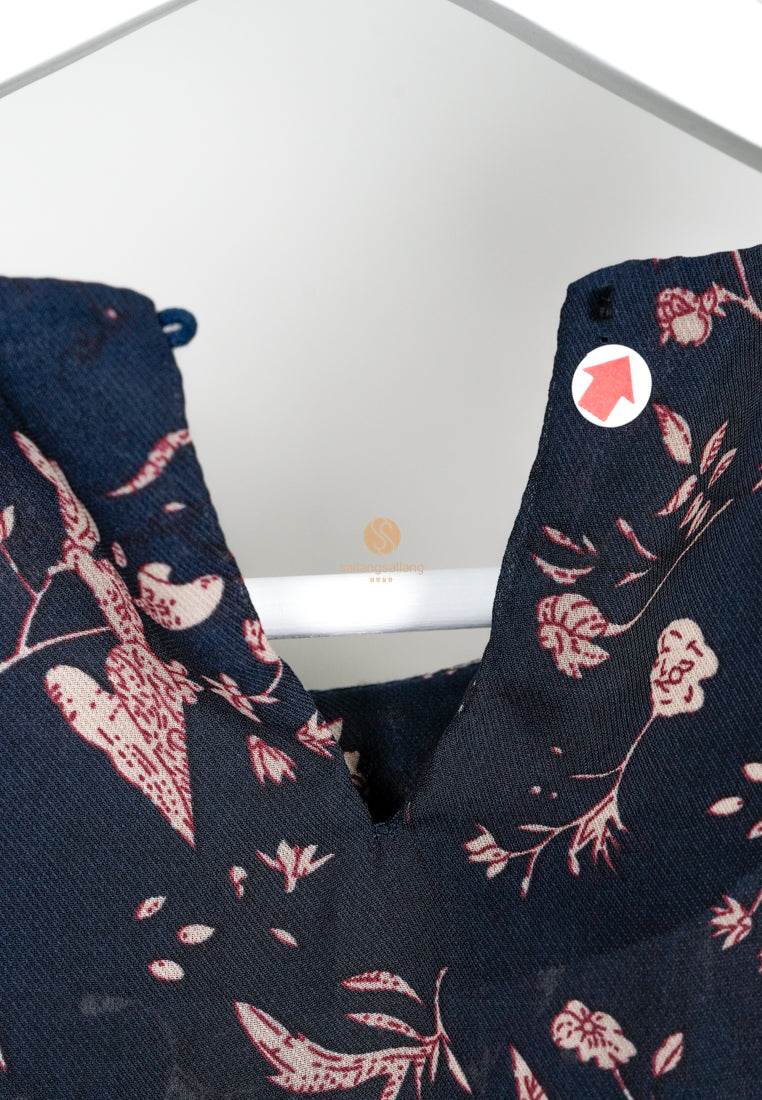 [DEFECT SALE 81] Korean Flowers Dress Navy