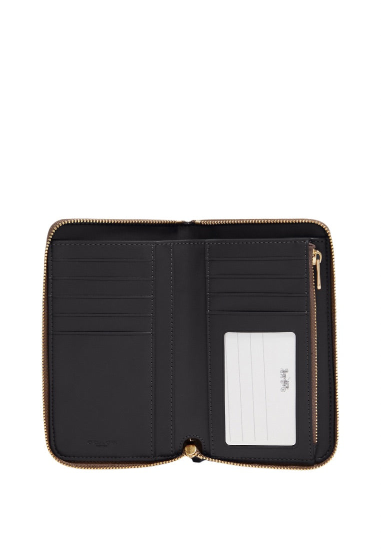 Medium Id Zip Wallet In Signature Canvas Brown Black