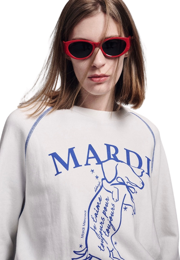 Sweatshirt Raglan Swing The Tail Ddanji White Blue