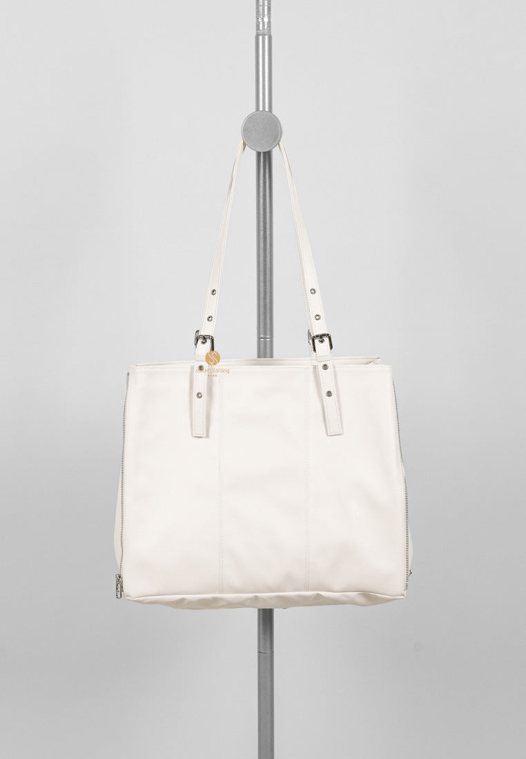 [DEFECT SALE 307] Zipper Shopper Bag L Nappa Ivory