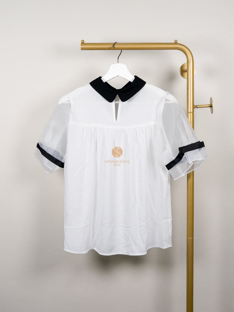 [DEFECT SALE 83] Korean Collar White Blouse By G&B Made in Korea