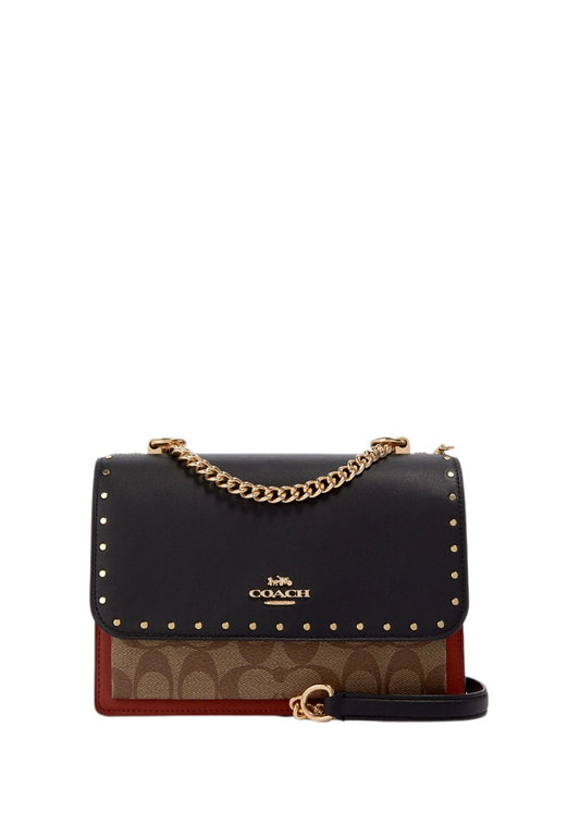 Klare Crossbody In Signature Canvas With Rivets Khaki Multi