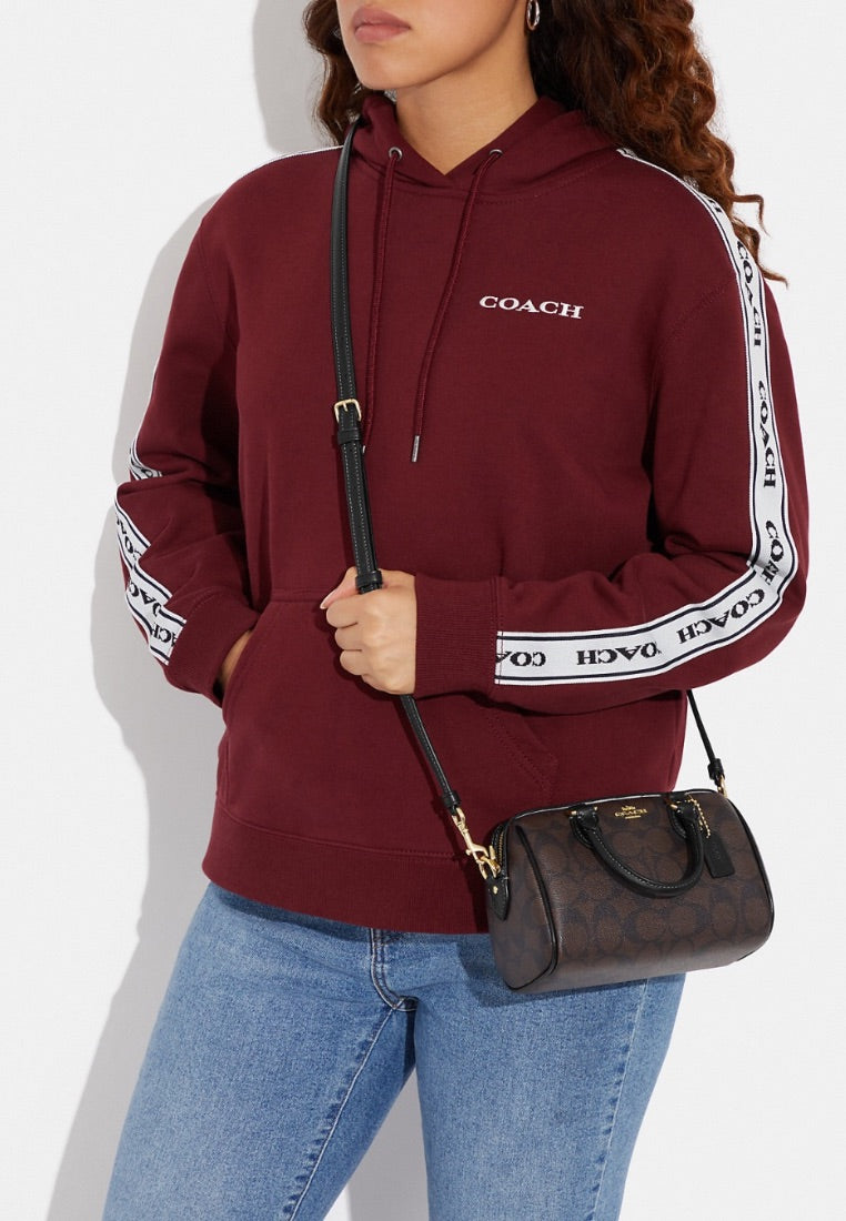 Mini Rowan Crossbody In Signature Canvas Brown Black