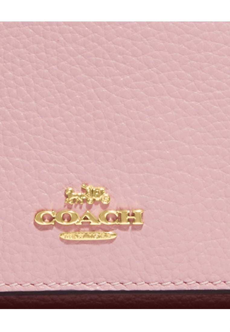 Slim Trifold Wallet Powder Pink Wine Multi