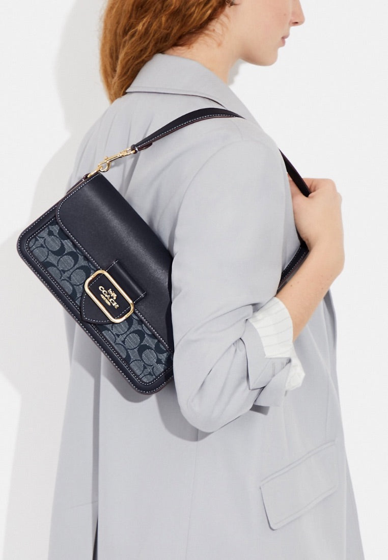 Morgan Shoulder Bag In Signature Chambray Denim Multi