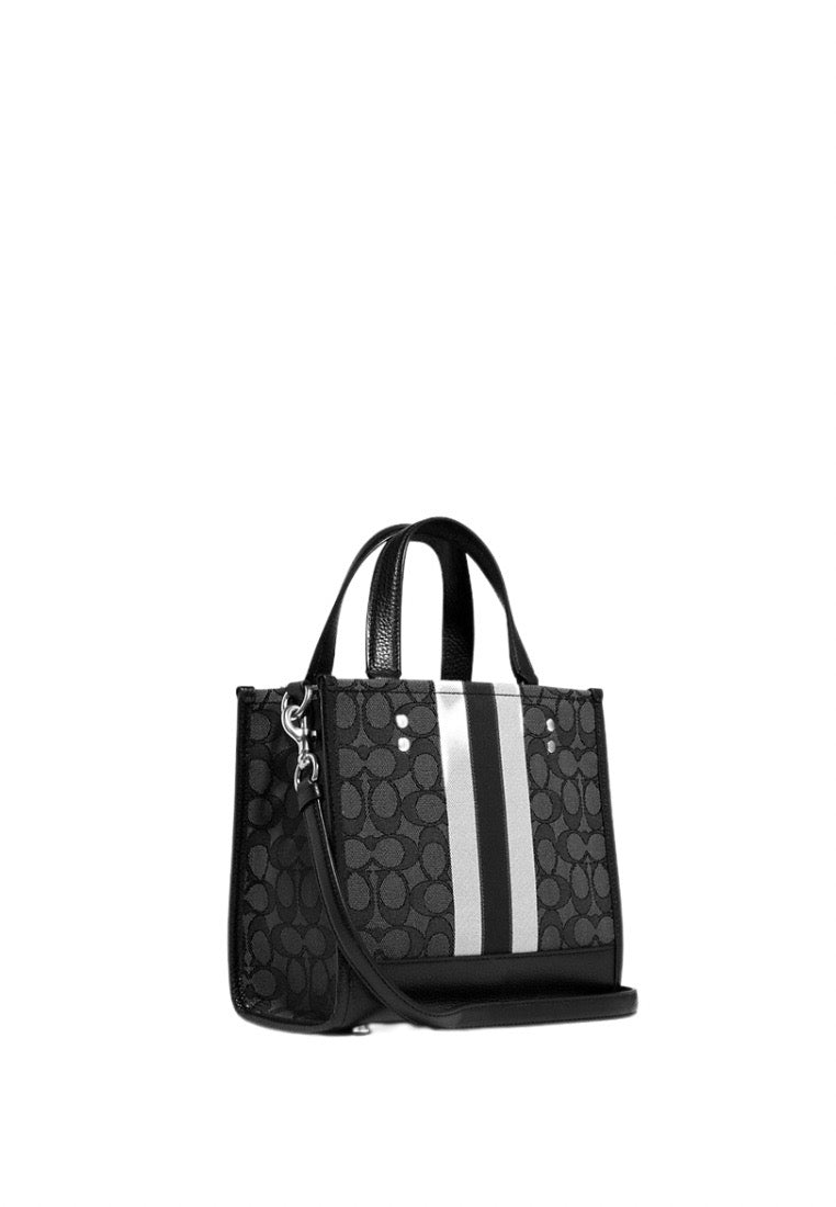 Signature Jacquard Dempsey Tote 22 Black Smoke