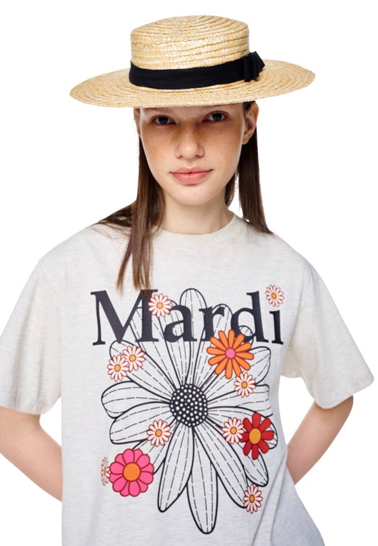 Tshirt Flower Mardi Blossom Oatmeal Black